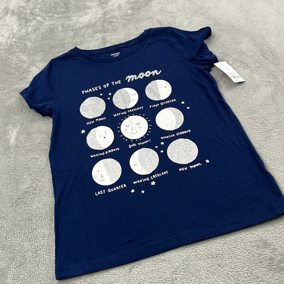 Carter's Other - NEW Carters 14 100% Cotton Moon Phases Blue Short Sleeve T Shirt